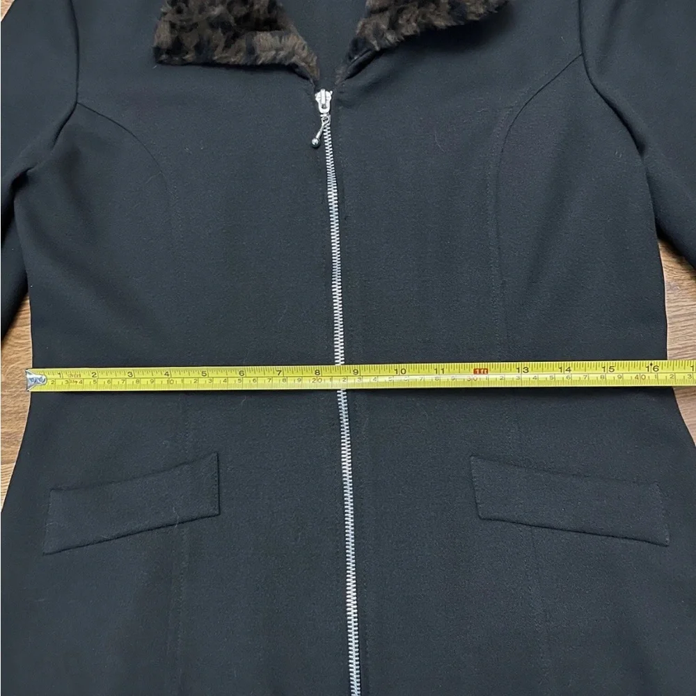 Womens Star C.C.C. City Clothing Company Zip Up Faux Fur Jacket Y2K 1990s Vintag